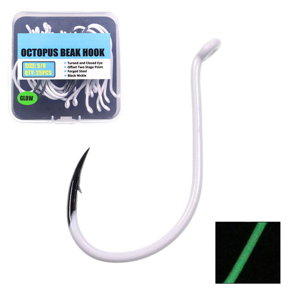 Fishing Hook Assortment - 25 Pcs/Kotak Bercahaya Baja Impor Gurita