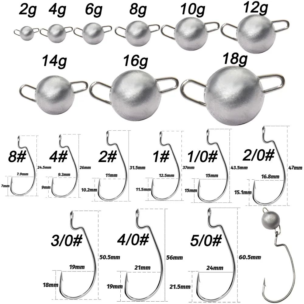 5 Buah Kait Cacing Kepala Jig  - Fishing Hook Offset ulasan dan harga